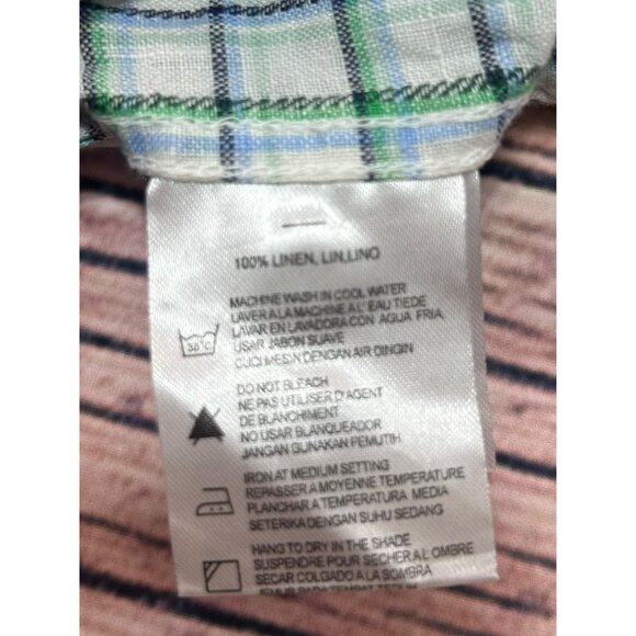 Report Collection Mens Plaid Linen Shirt XL NWT New Blue-Green Check - Picture 5 of 7